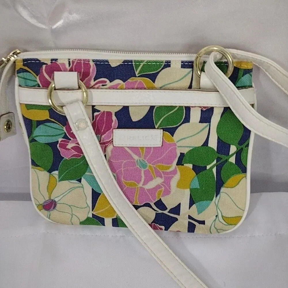 Relic Crossbody Bag Womens Small Multicolor Floral Canvas Faux Leather Purse